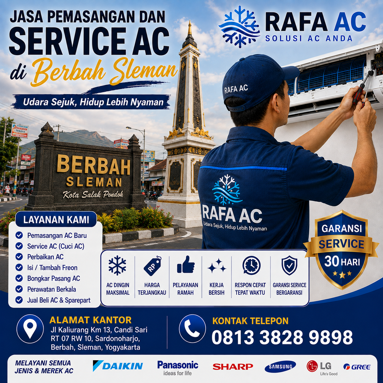 jasa pemasangan dan service ac Berbah sleman